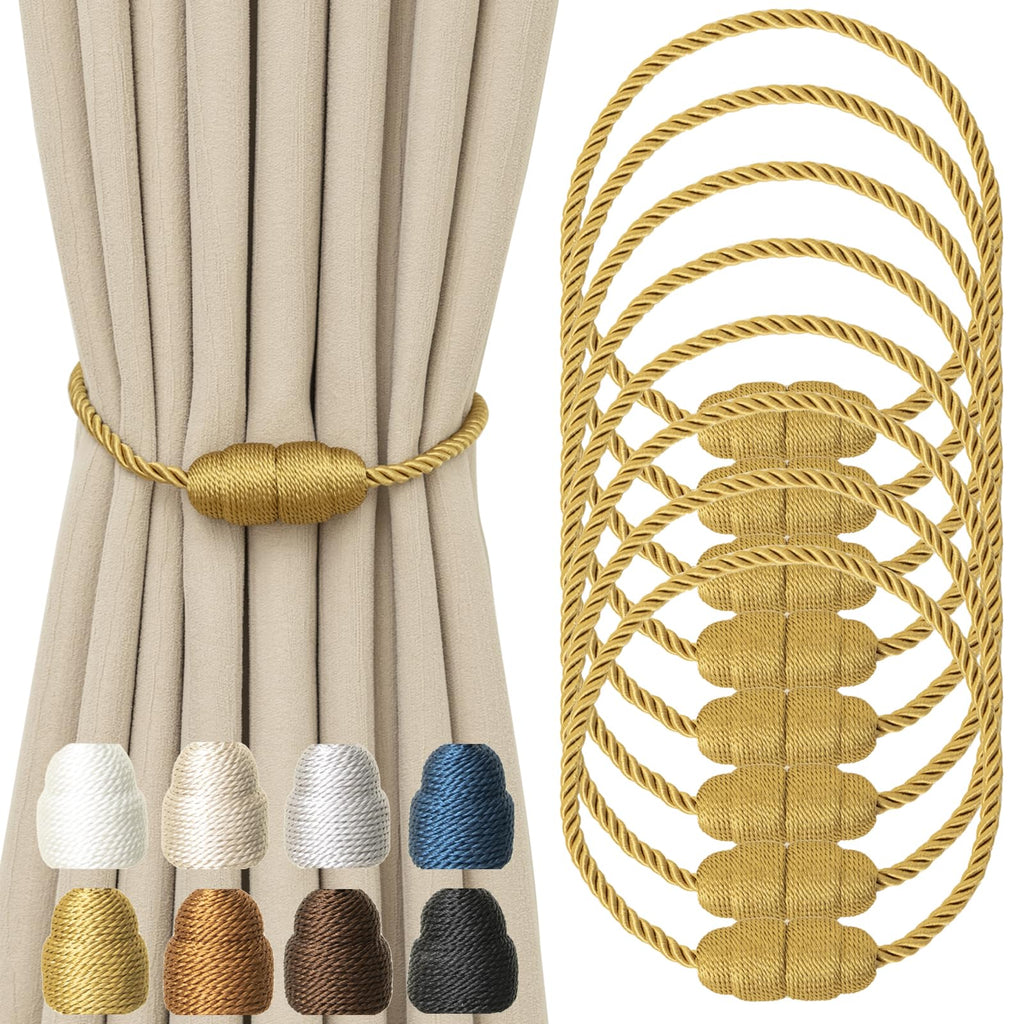 Magnetic Curtain Tiebacks Rope Curtain Tie Backs for Curtains 8 Pack Curtain Holders for Drapes Decorative Window