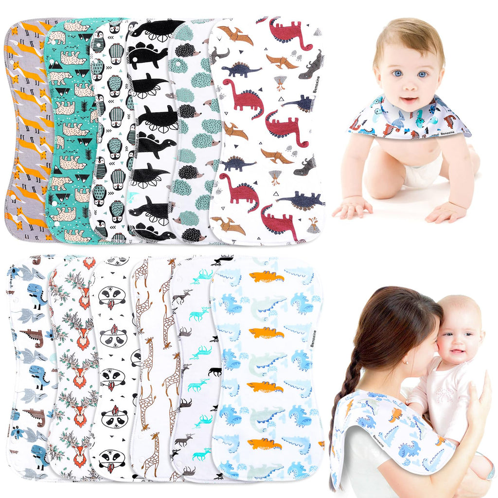 Baby Burp Cloths & Baby Bibs 2-in-1 Design Large Size 3 Layers Thicken Cotton Super Absorbent and Soft Baby Spit Up