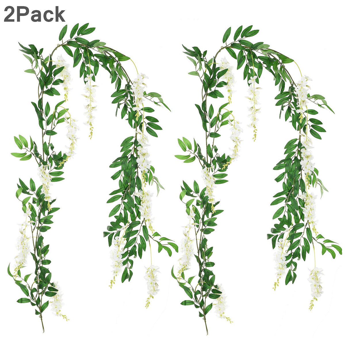 2Pcs 6Ft/Piece Artificial Flowers Wisteria Garland Artificial Wisteria Vine Hanging Flower Greenery Garland Garden