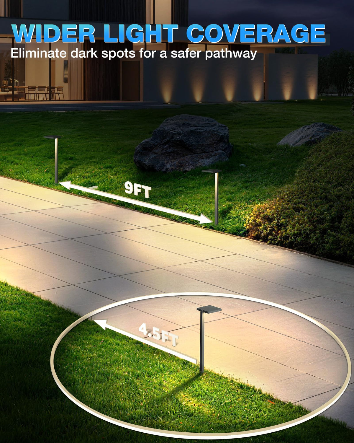 5W 3000K LED Low Voltage Landscape Pathway Lights Black, 8 Pack