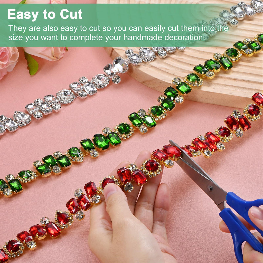 Crystal Rhinestone Chain Trim, 1 Yard Crystal Applique Strips String, Bling Shiny Crystal Chain Applique