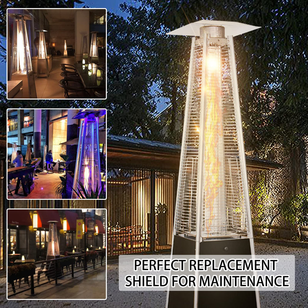 Patio Heater Heat Shield, Square Aluminum Heat Reflector Shield Replacement Top Parts for 4-Sided Glass Tube Outdoor