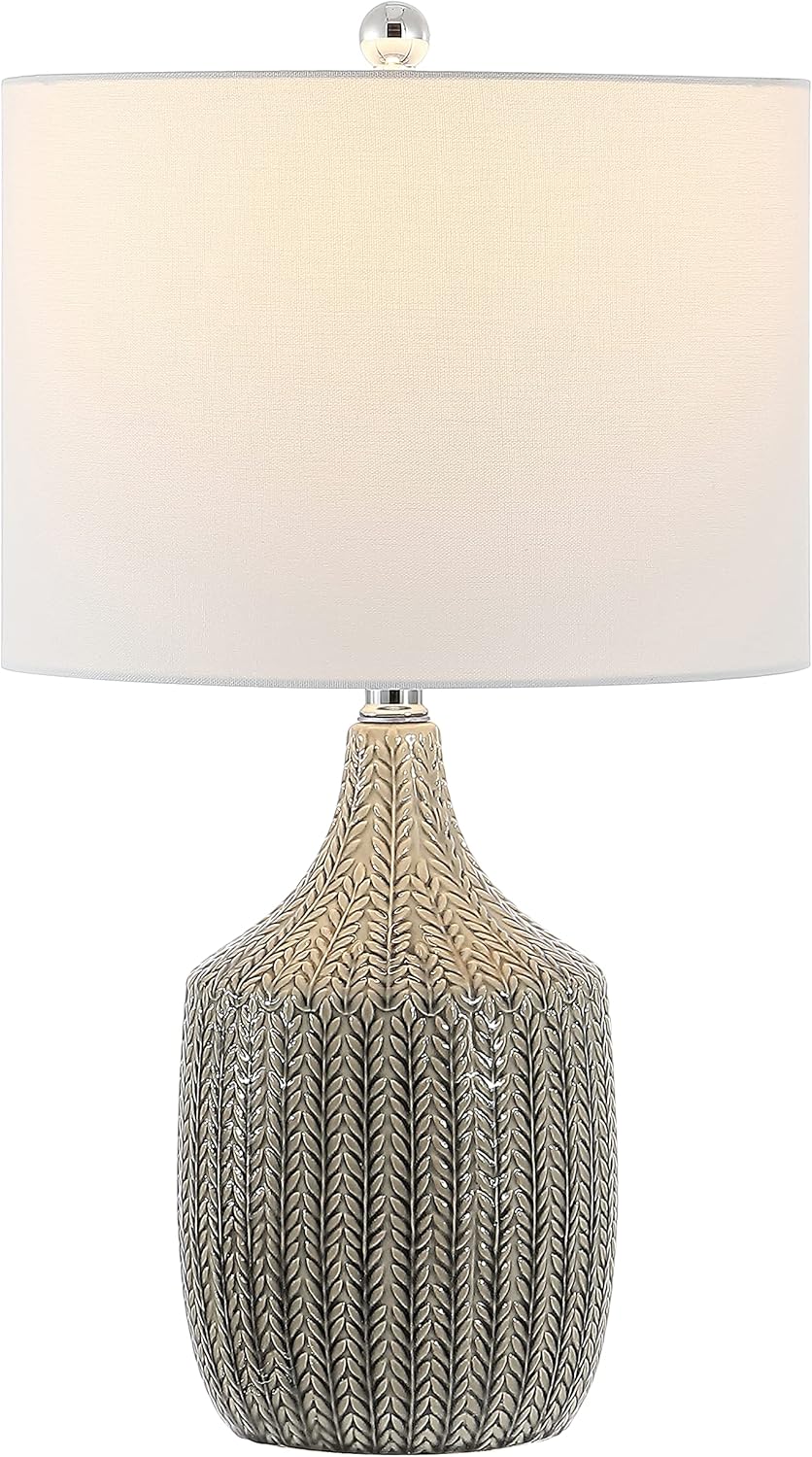 Secia Modern Grey Ceramic 25-inch Bedroom Living Room Home Office Desk Nightstand Table Lamp (LED Bulb Included)