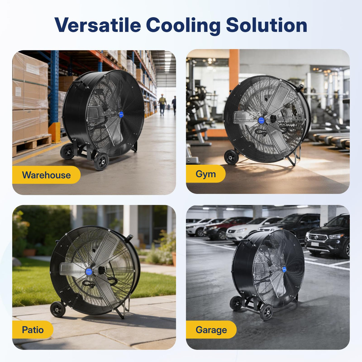 CFM 36inch High Velocity Industrial Drum Fan Shop Fan, 465W Heavy Duty Barrel Floor Barn Fan, 2 Speeds, 1/3 HP Motor