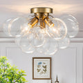Gold Close-to-Ceiling Semi-Flush Mount Chandelier for Hallways and Bedrooms
