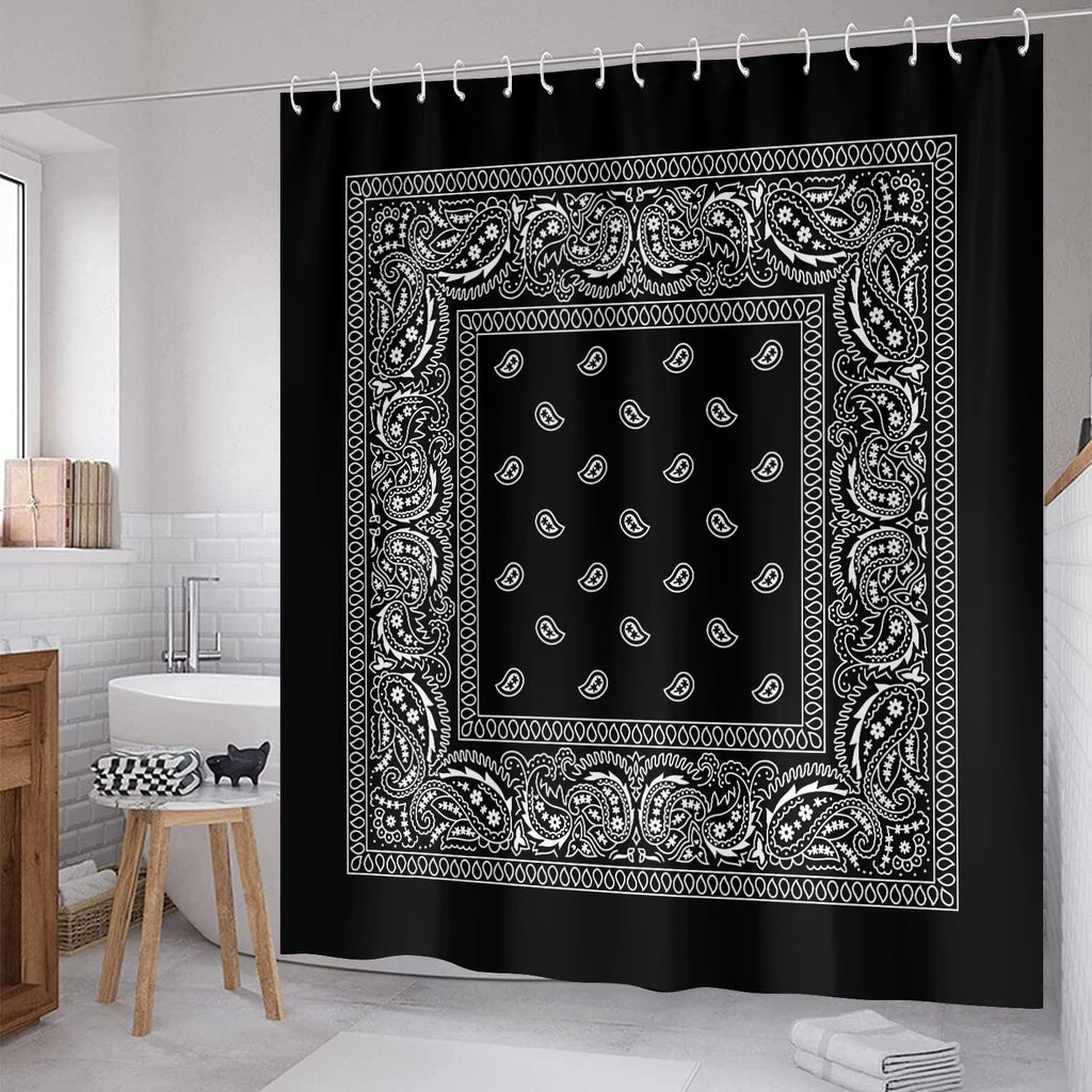 Shower Curtain Black and White Mandala Waterproof Shower Curtain Cloth Fabric Bathroom Decor with Hooks Dormitory