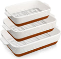 Casserole Dishes for Oven with Roasting Racks, Ceramic Dishes Set of 3, Pan Casserole Dish Set, Rectangular Lasagna