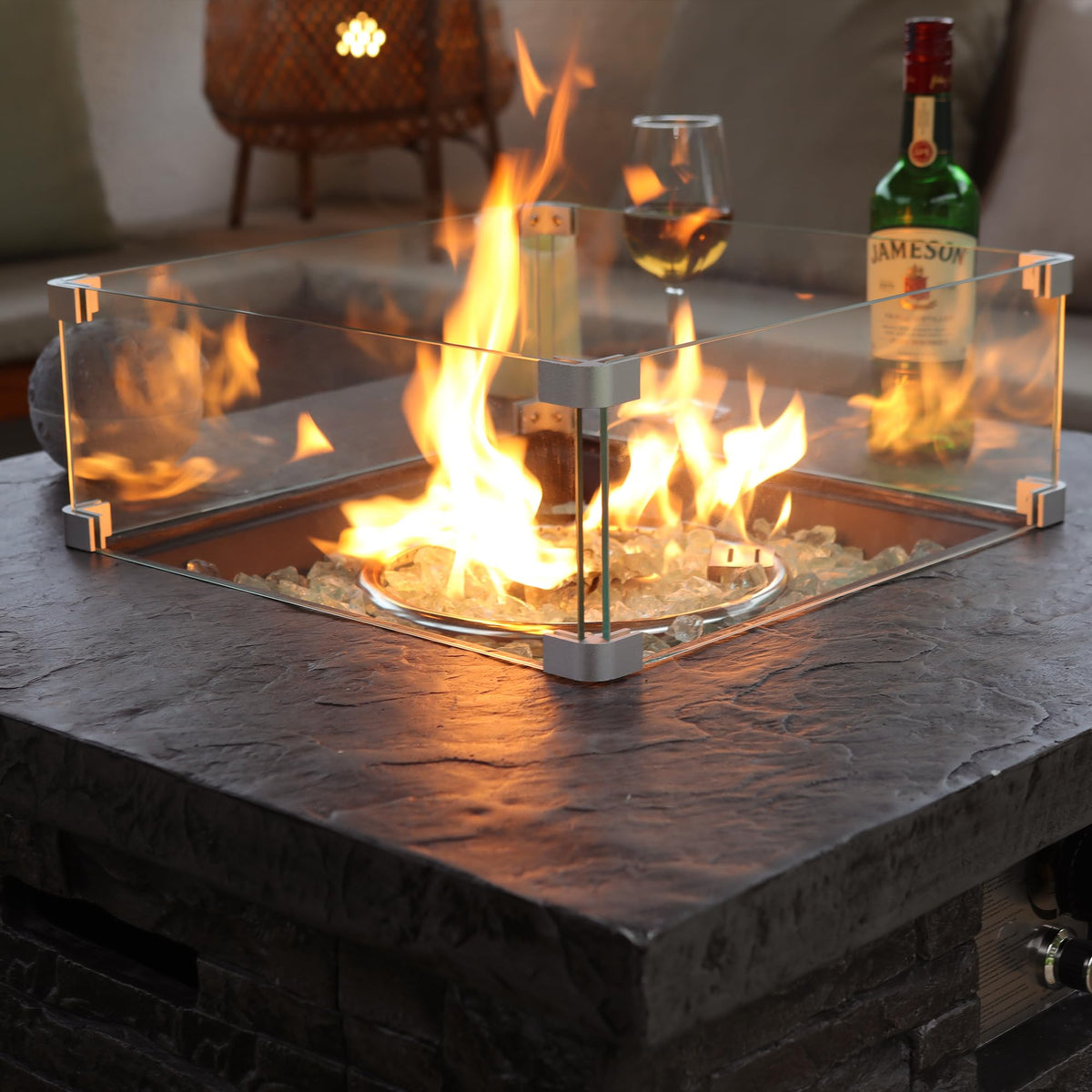 4-Piece Propane Fire Pit Table Set, 50, 000 BTU Outdoor Gas Fire Table