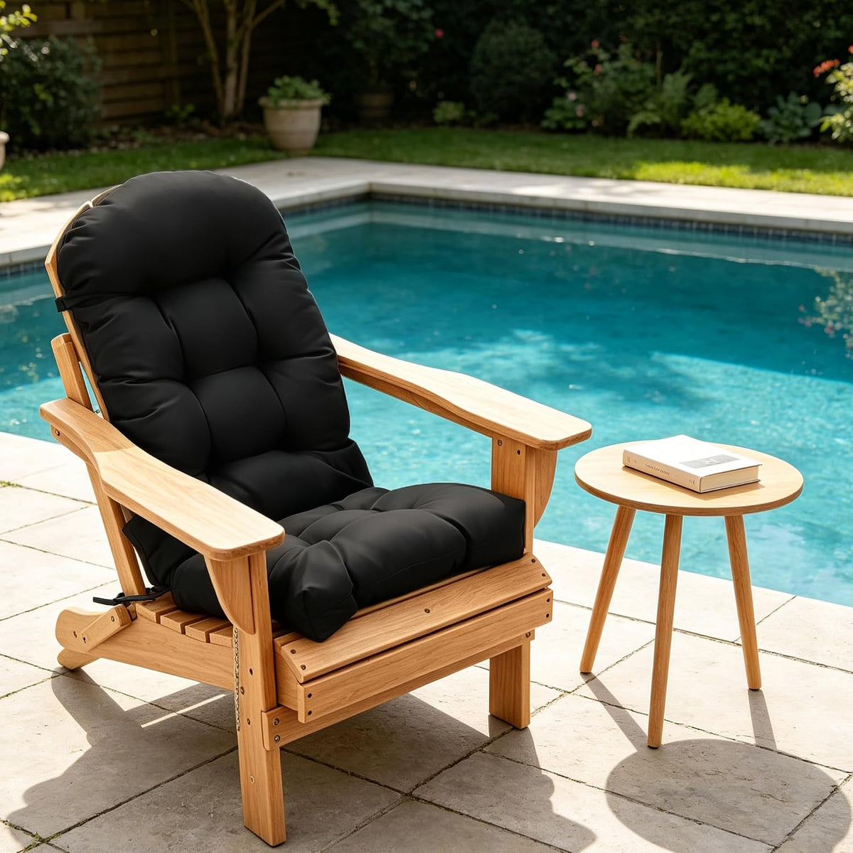 Adirondack Chair Cushion, Rocking Chair Cushion Waterproof, 48x19.7x4.3 inch Patio Cushions with Ties, Thickened High