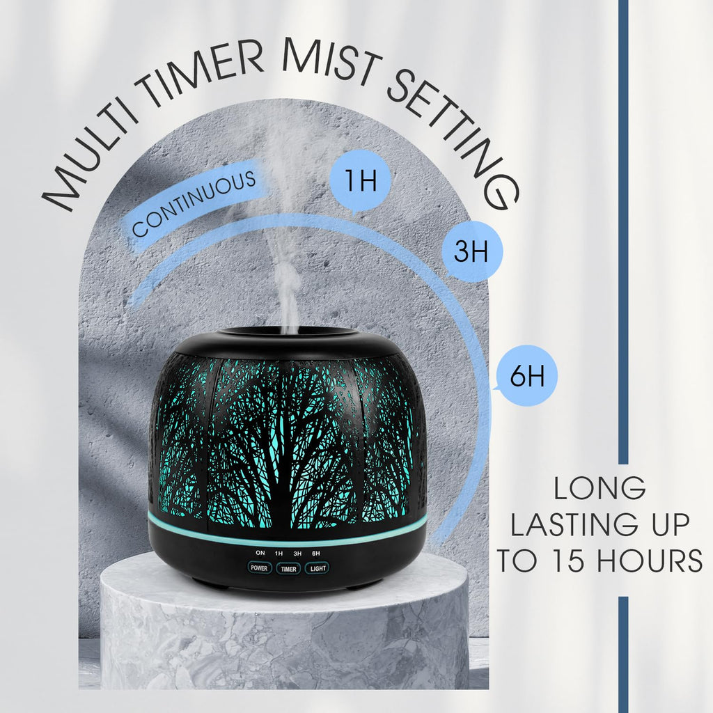 500ml Essential Oil Diffuser, Metal Ultrasonic Diffuser