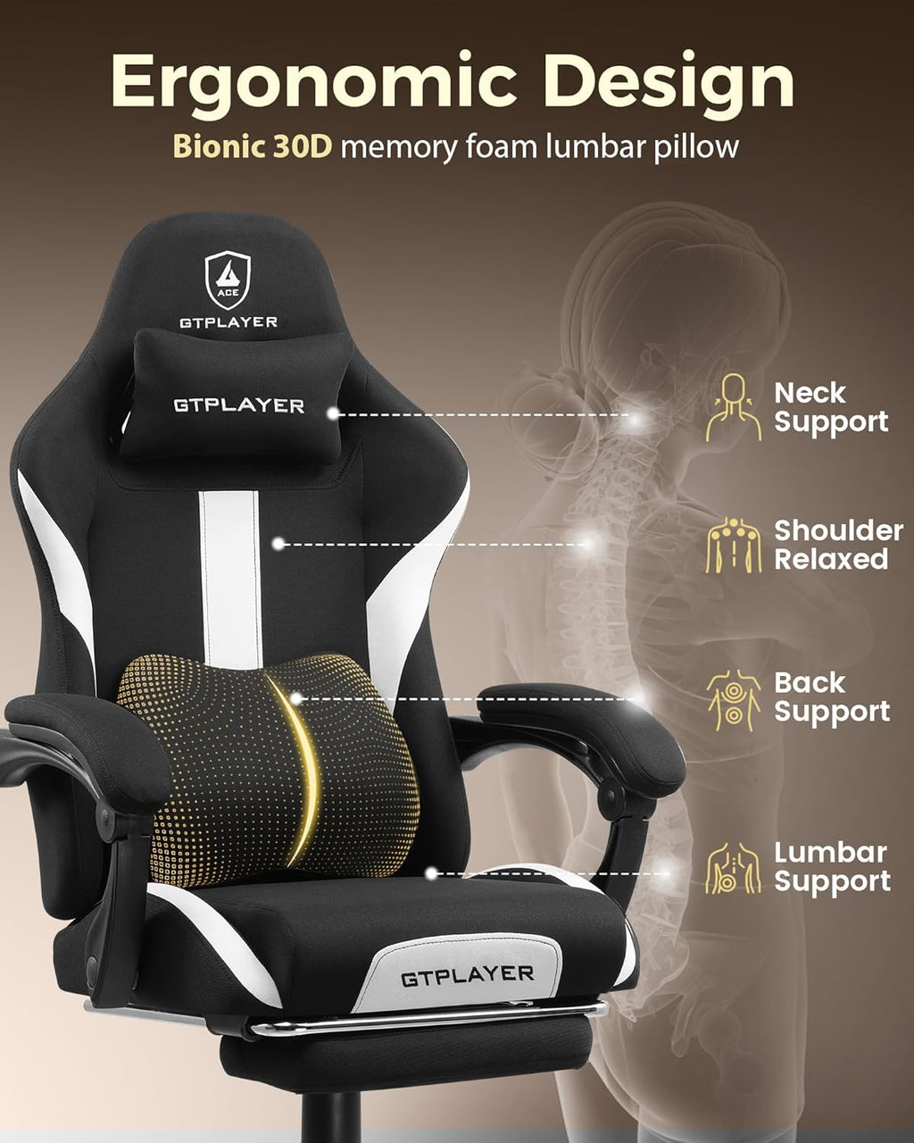 Big and Tall Gaming Chair, 350Lbs Heavy Duty Office Chairs High Back Computer Chairs with Foot Rest Wide Cushion