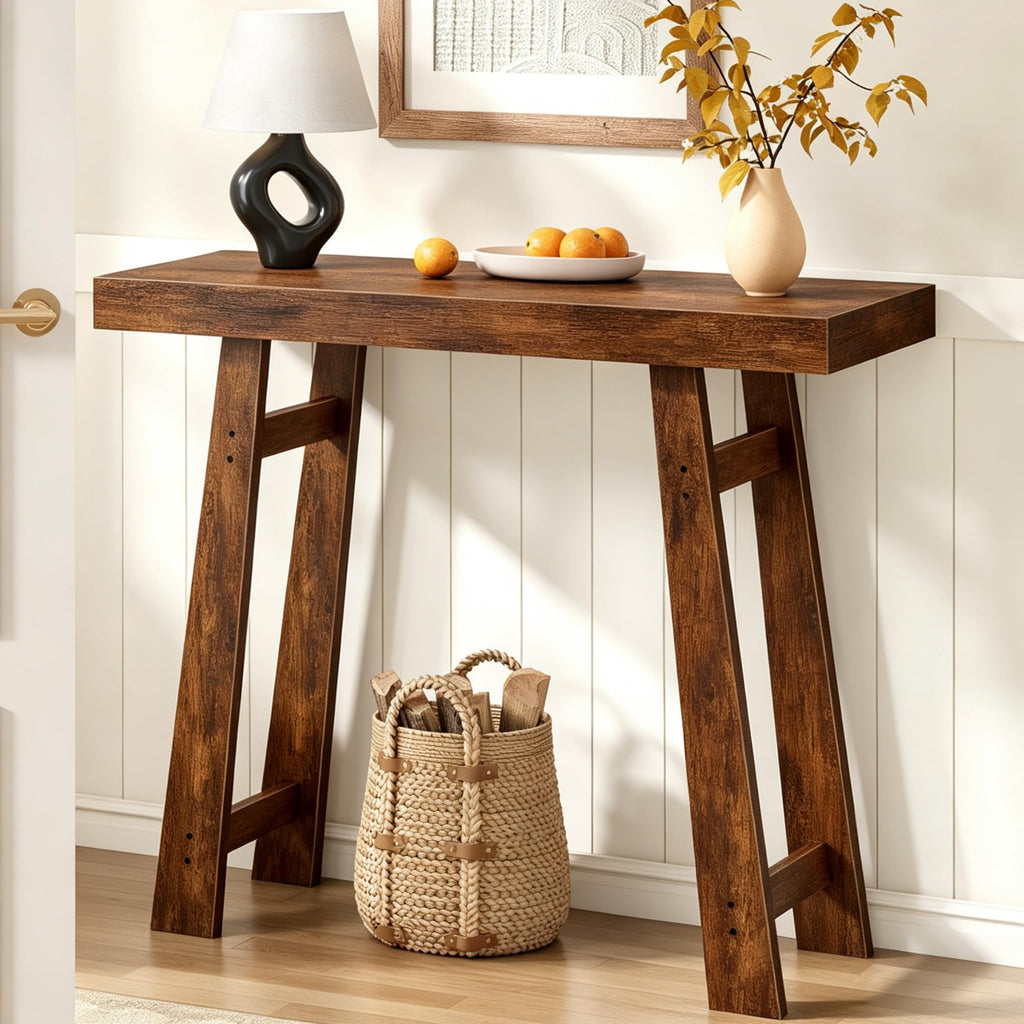 Modern Entryway Table, Foyer, 31.5 Inch, Rustic Brown