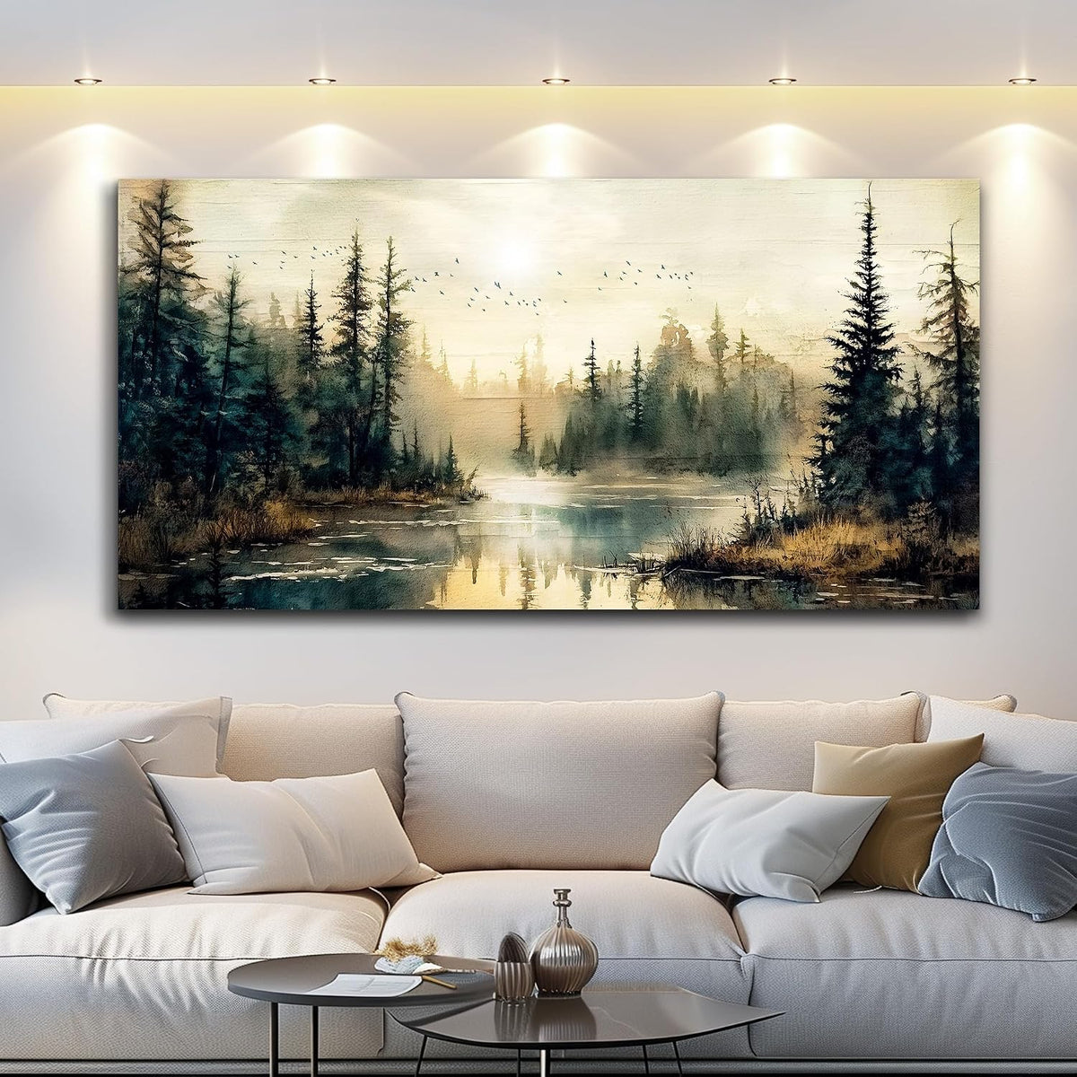 Canvas Wall Art Large Wall Decor Modern Bedroom Decorations Forest River Landscape Pictures Farmhouse Paintings