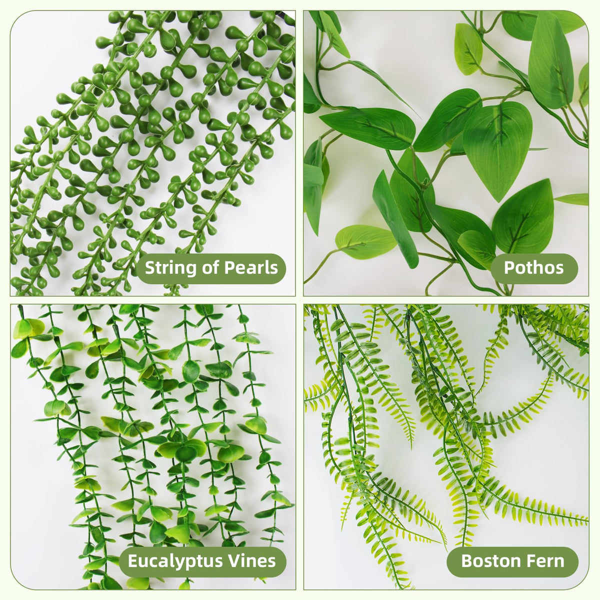 Fake Plants 4 Pack Artificial Hanging Plants Fake Potted Greenery