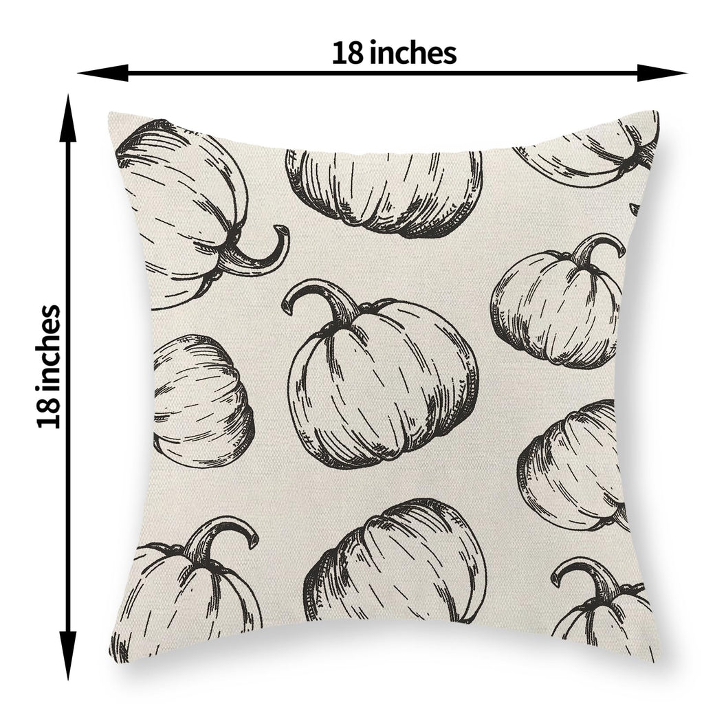 Fall Pillow Covers 18x18 Set of 2 Black Pumpkin Throw Pillow Covers Autumn Harvest Thanksgiving Decorations Outdoor