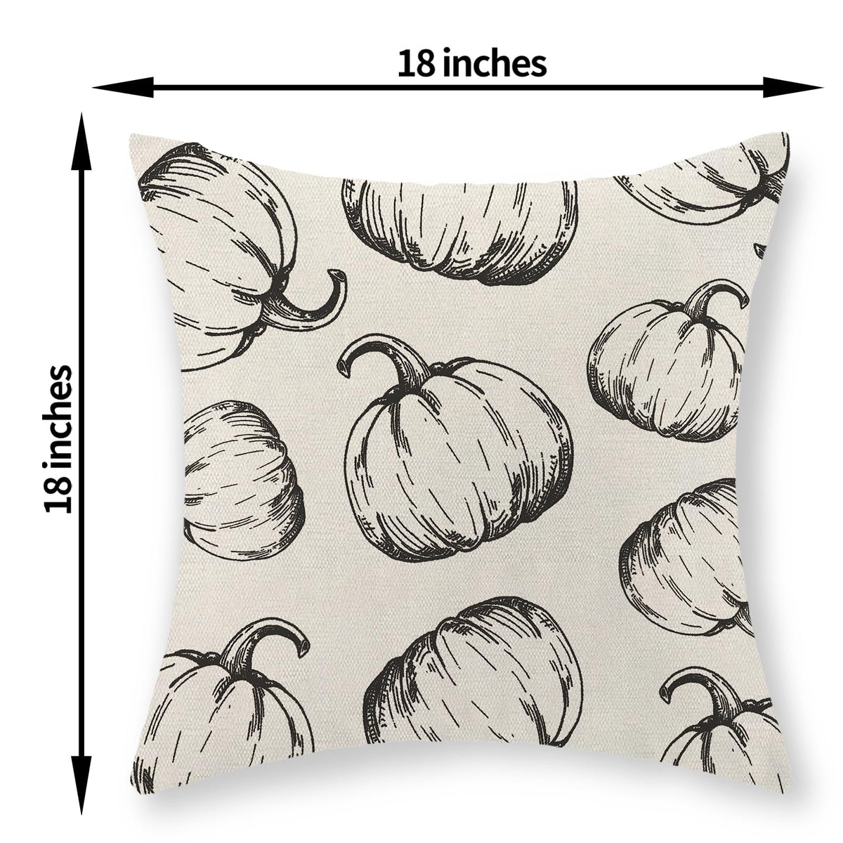 Fall Pillow Covers 18x18 Set of 2 Black Pumpkin Throw Pillow Covers Autumn Harvest Thanksgiving Decorations Outdoor