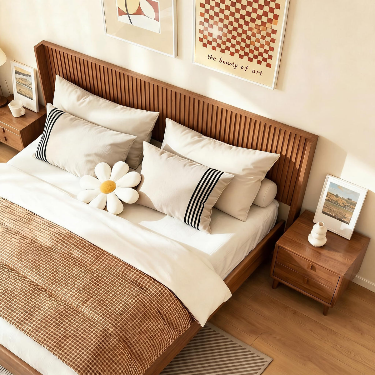 Fluted Headboard Only, 80" Antique Oak Wall Mount