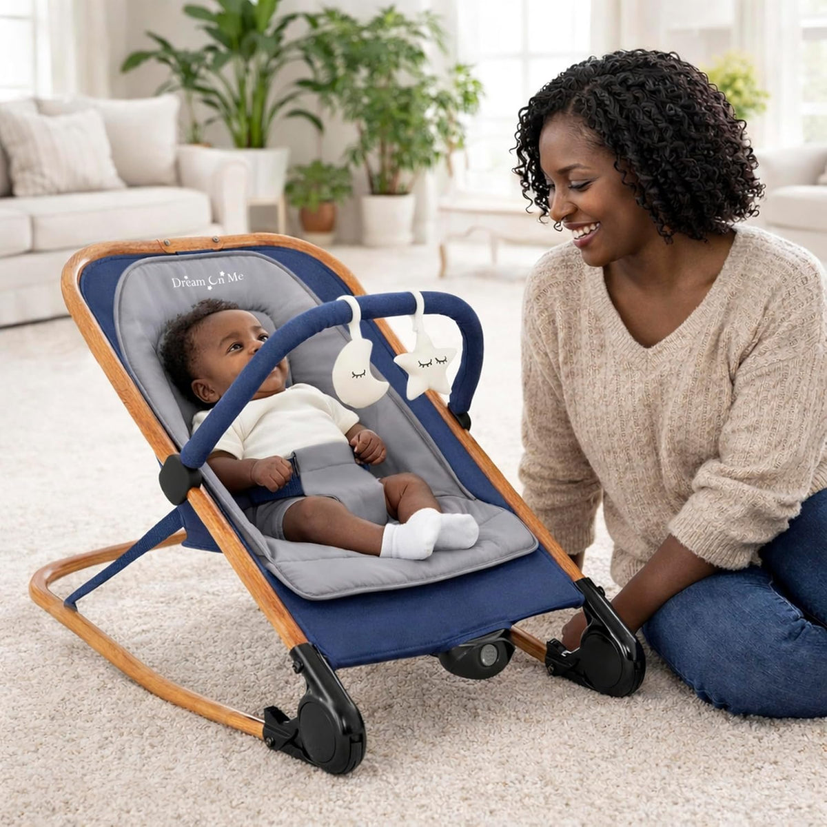 Rock On Me in-1 Baby Rocker and Stationary Seat, Blue