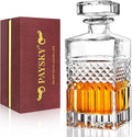 Whiskey Decanter, 29oz Liquor Decanter with Glass Stopper in Gift Box, Premium Bourbon Decanter, Crystal Scotch - Set of 5