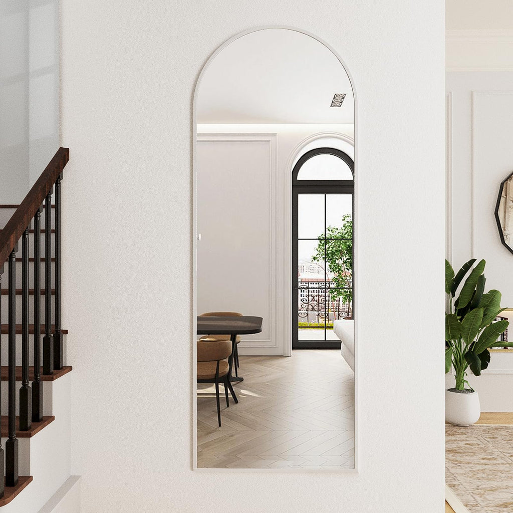 Arched Floor Length Mirror, 56"x20" Full Length Body Mirror (White)