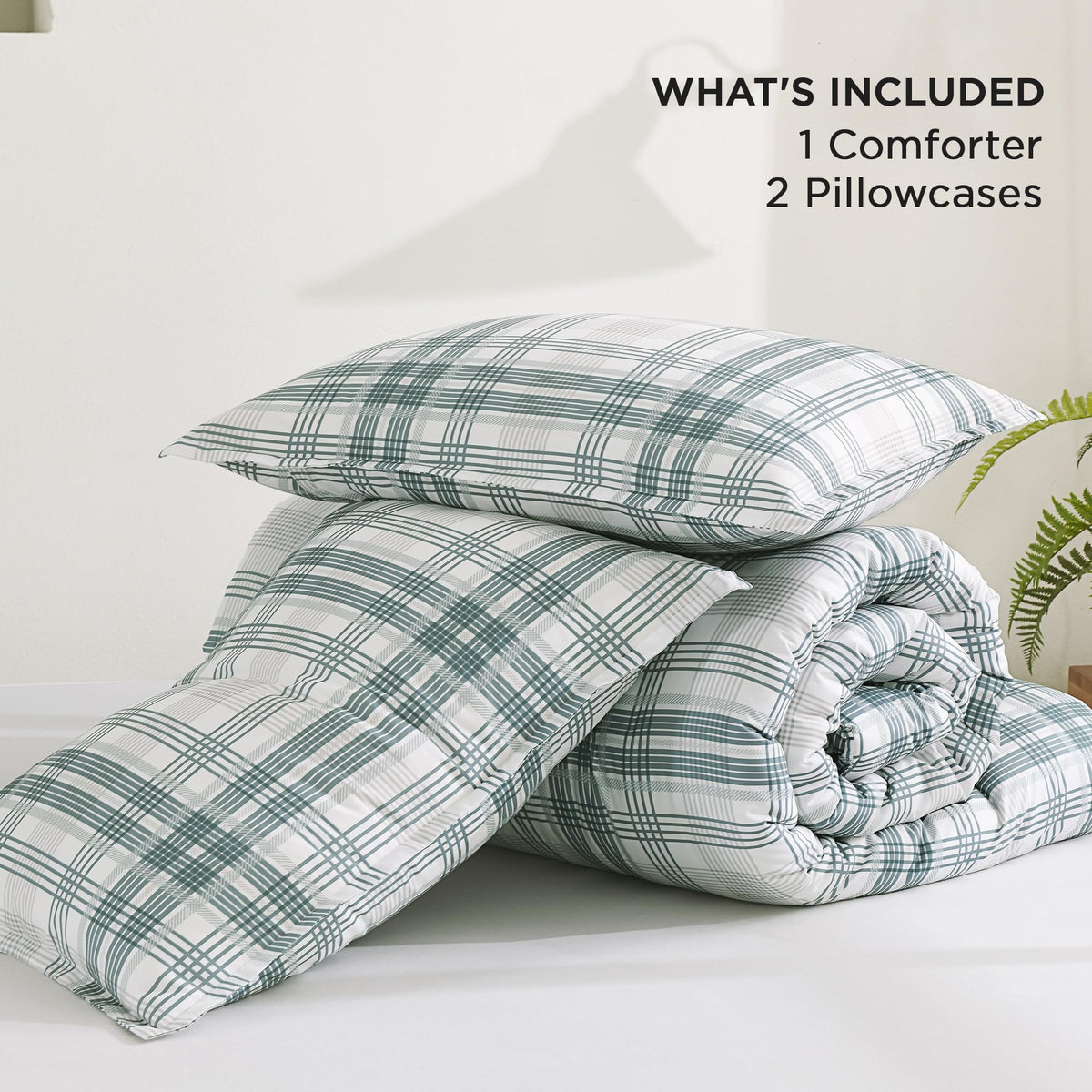 Blue Plaid Comforter Set, Gingham Checkered Grid Bedding Set