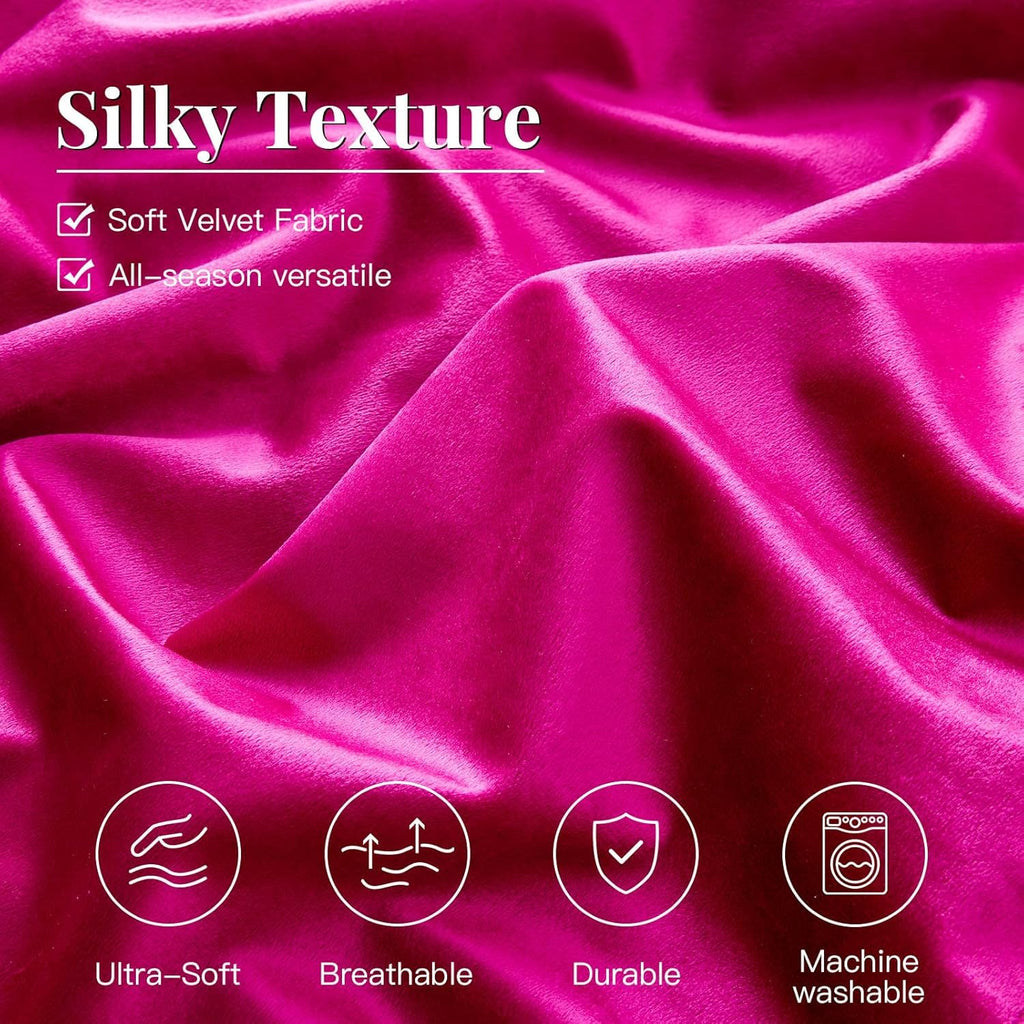 Luxury Pink Velvet Bedding Comforter Set 3 Pieces