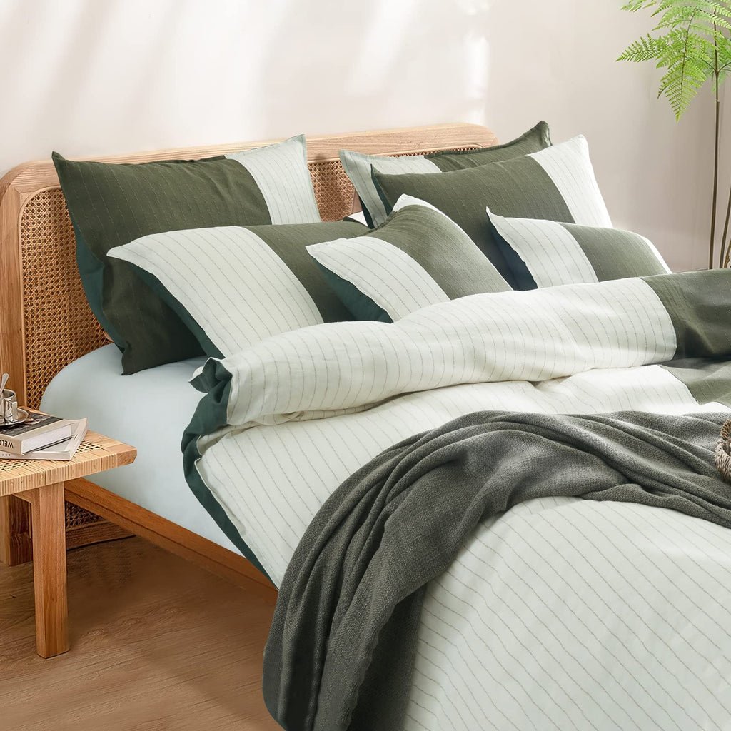 Deco 100% Linen Duvet Cover Set-Twin Size, 2Pcs Washed French Flax Comforter Cover Set with Pillow Sham Breathable