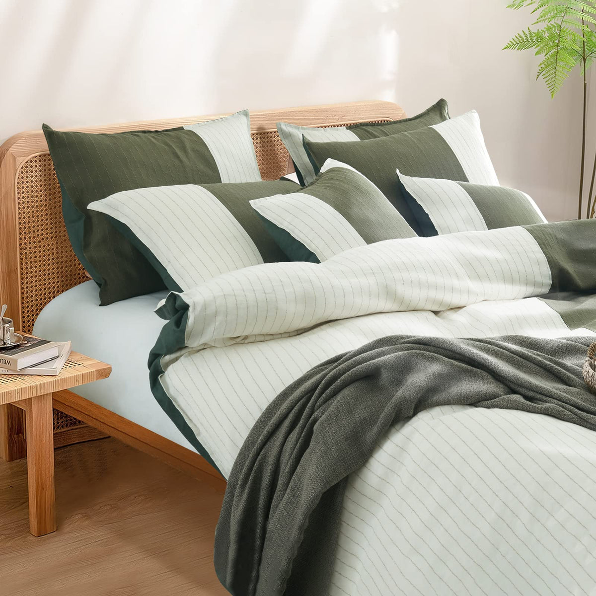 Deco 100% Linen Duvet Cover Set-Twin Size, 2Pcs Washed French Flax Comforter Cover Set with Pillow Sham Breathable