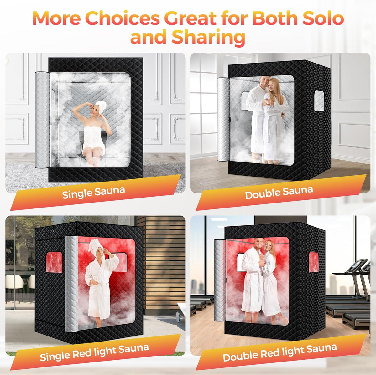 Upgraded 2 Person Sauna, Portable Infrared Sauna with 5-Layer Waterproof, 2 Steamers, 2 Folding Chair