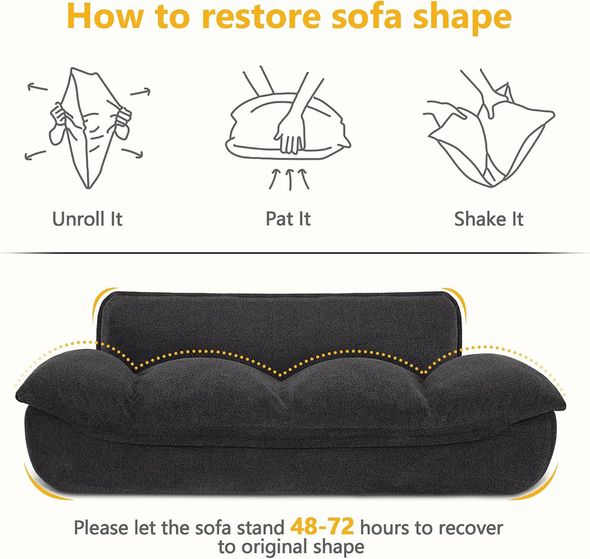 Dog Couch for Large Breed, Fabric Dog Sofa Bed with Anti-Slip Bottom (Black)
