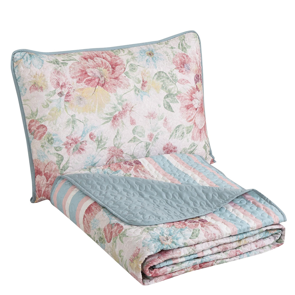 Farmhouse Floral Quilt Set, Lightweight Coverlet with Shams