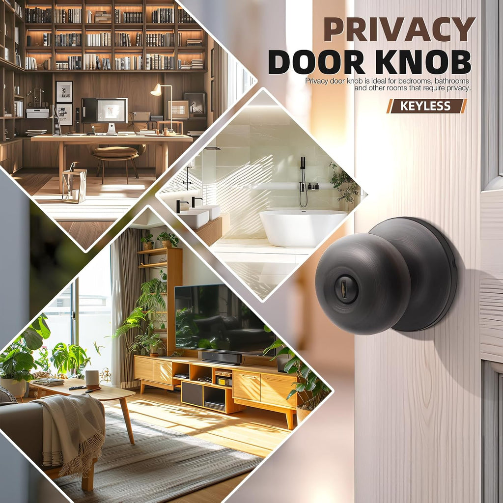 5 Pack Oil Rubbed Bronze Door Knobs Privacy Interior Door Knob with Lock Bedroom Bathroom Door Knobs Interior Door