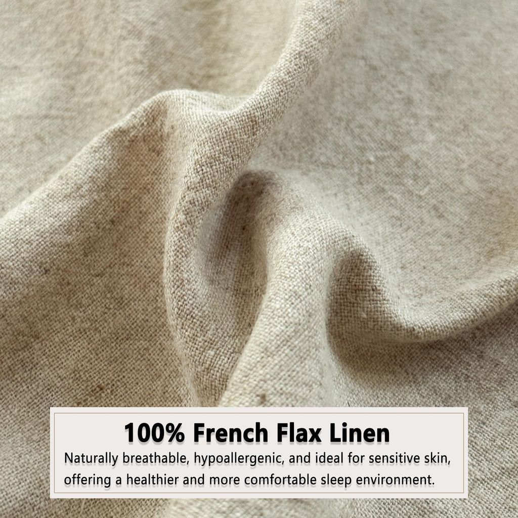 100% French Flax Linen Ruffled Duvet Cover Set, Linen