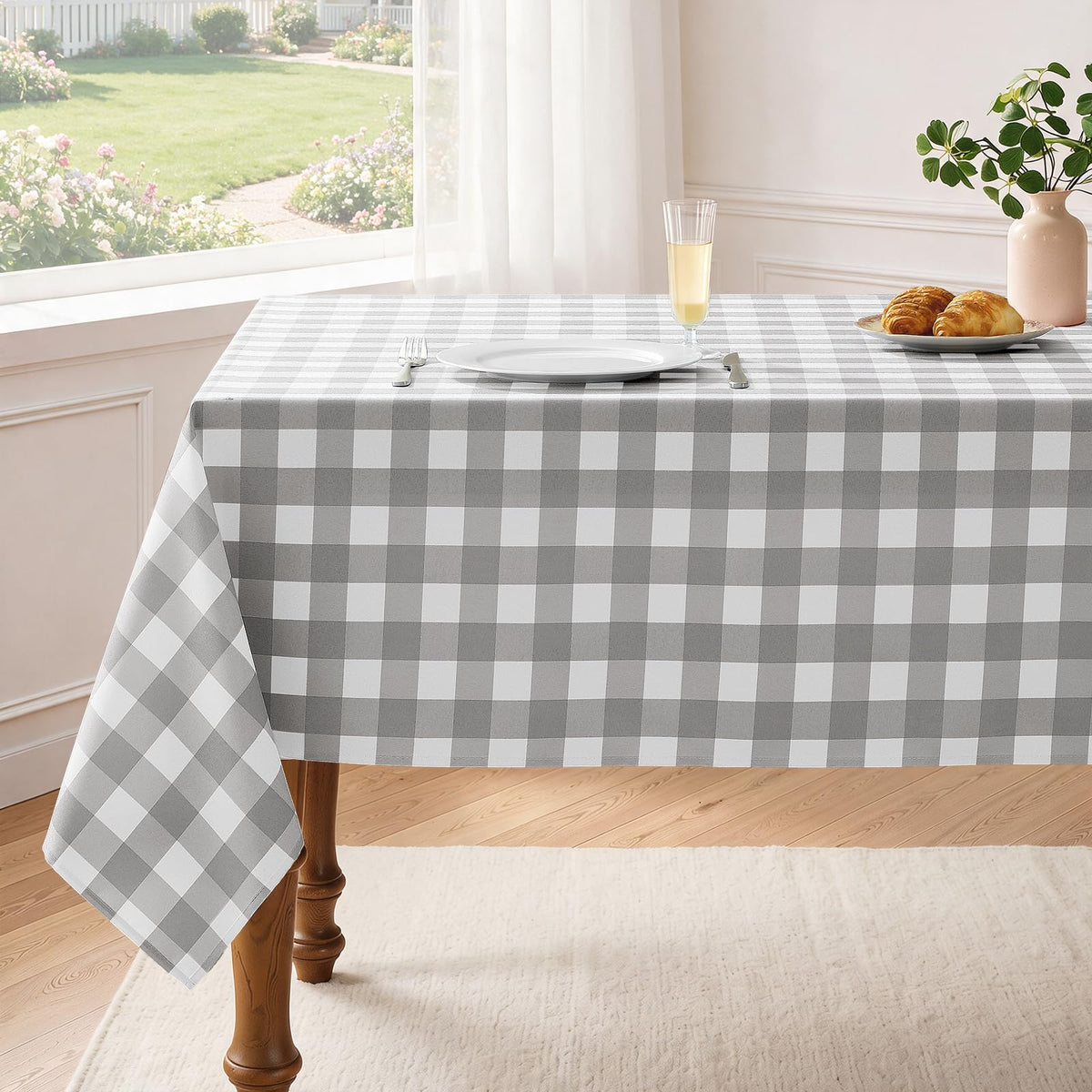Checkered Tablecloth Rectangle Waterproof Gingham Table Cloth Washable Buffalo Plaid Table Cover Wrinkle Free