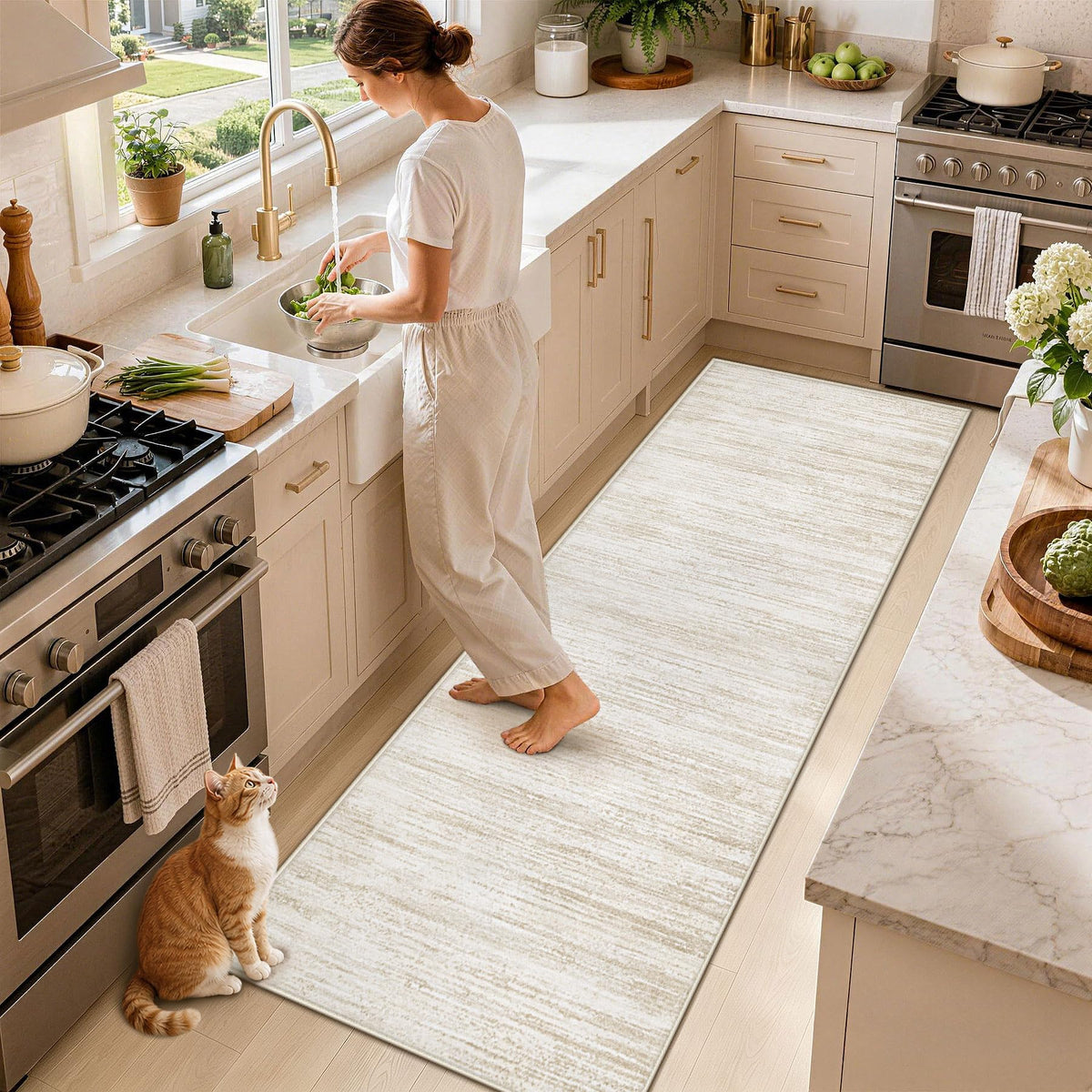 Runner Rug Area Rugs: Washable Modern Hallway Rug Non-Slip Soft Stain Resistant Printed Rugs Indoor Floor Carpet