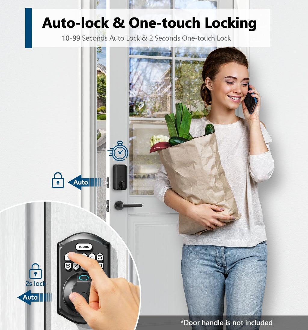 Fingerprint Deadbolt with Keypad for Front Door, Matte Black
