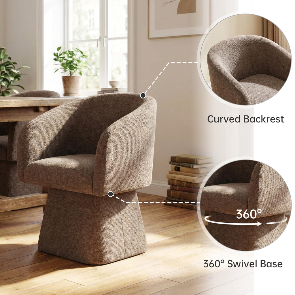 Upholstered Swivel Set of 2 with Barrel Back and Arm