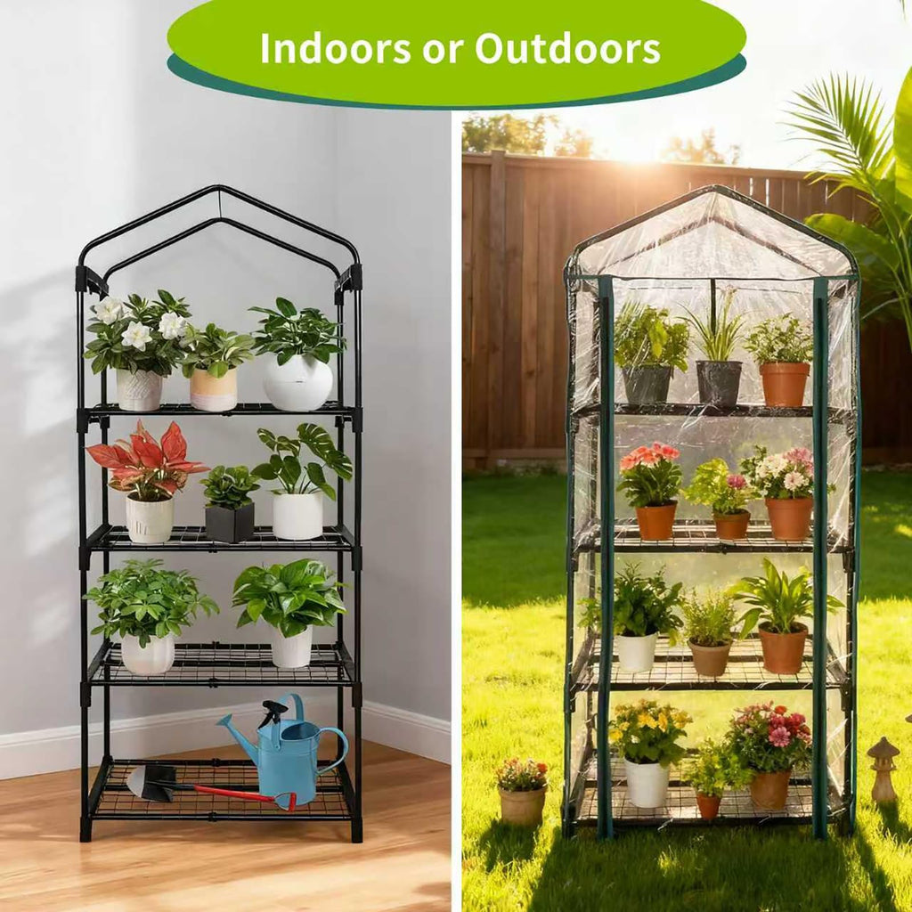 4 Tier mini Indoor Greenhouse Upgraded with Shelf Clips, 27"x19"x62" Greenhouse for Indoors&greenhouses for Outdoors
