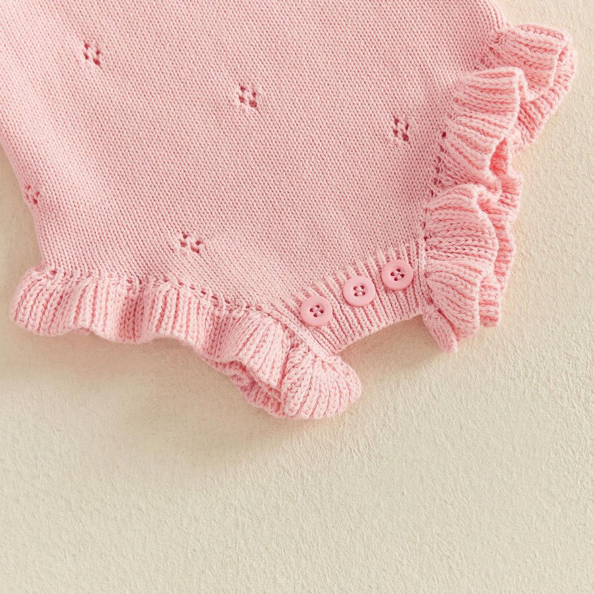 Newborn Baby Girl Ruffle Knit Sweater Romper Coming Home Outfit