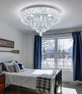 Modern LED Crystal Dining Room Chandelier, Low-Profile Ceiling Mount