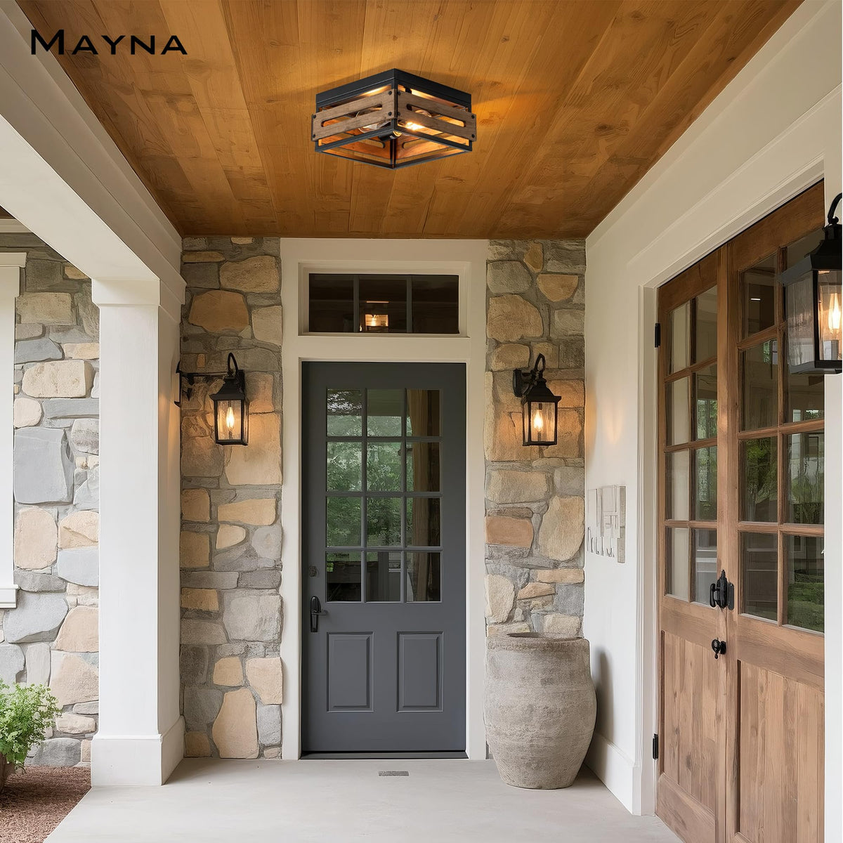 11.8in Farmhouse Rustic Flush Mount Ceiling Light