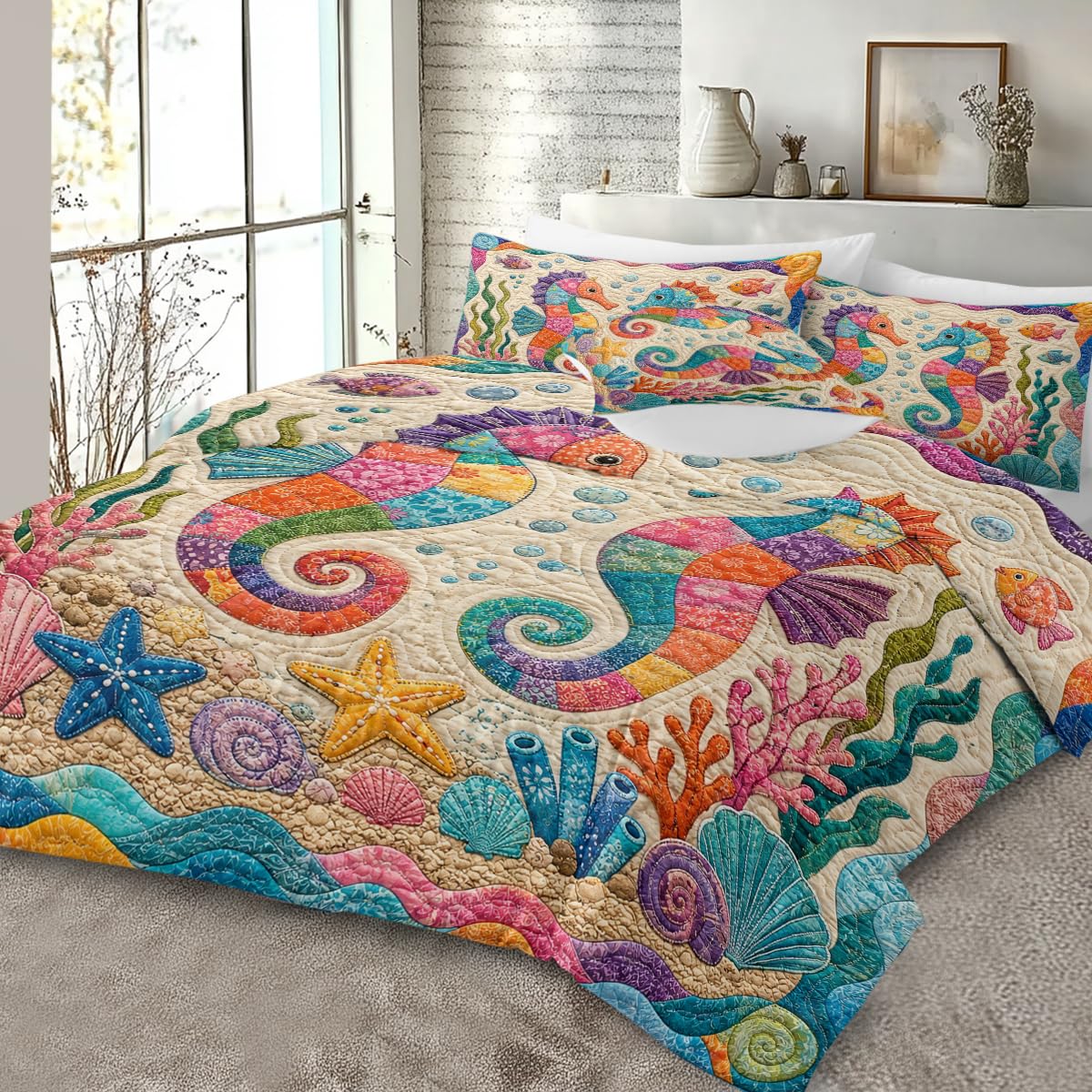 Ocean Seahorse Comforter Colorful Comforter Set