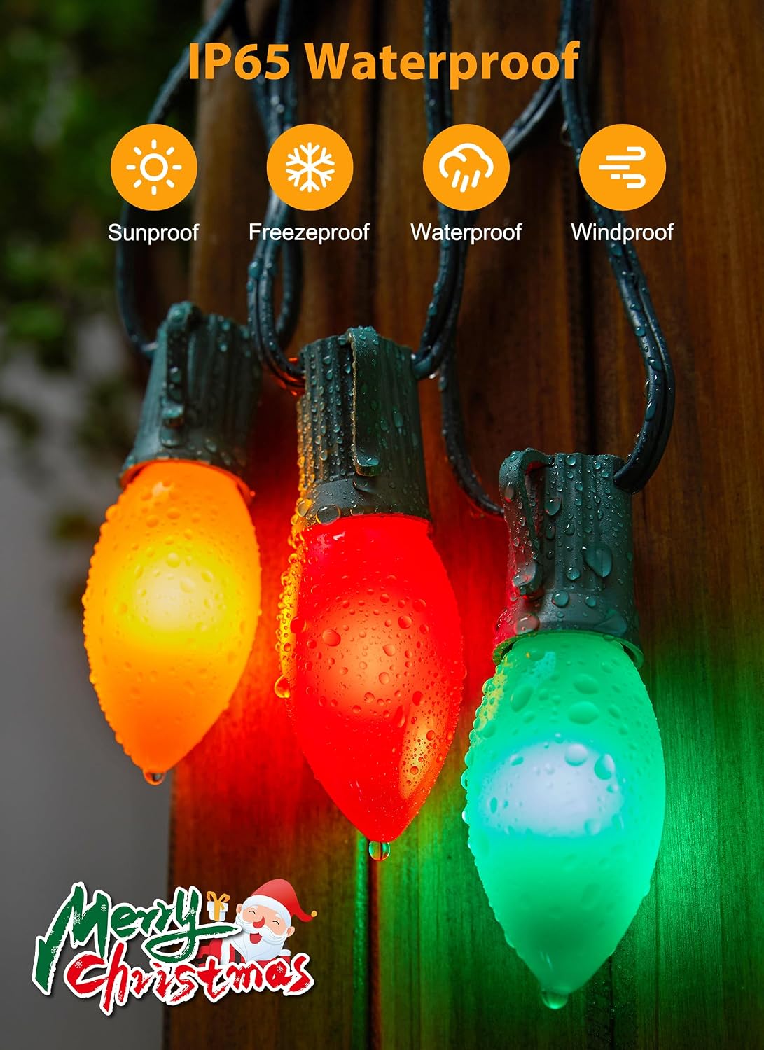 Vintage Christmas Lights Outdoor, 50Ft C9 String Lights with 50 LED Bulbs