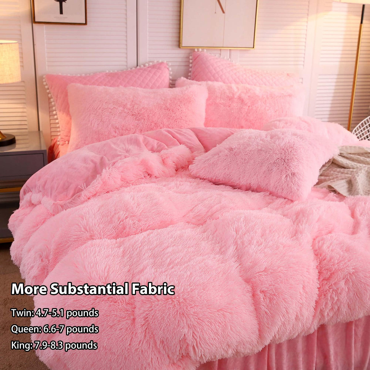 Luxury Plush Shaggy Duvet Cover Set, Ultra Soft Velvet Fluffy Furry Duvet Cover Set(1 Faux Fur Fuzzy Comforter Cover