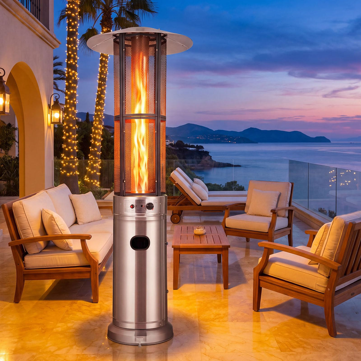 Propane Patio Heater with Wheels, Easy Ignition, 34, 000 BTU