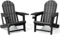 Adirondack Chairs Set of 2, HDPE Outdoor Chairs with Cup Holder | Heavy Duty 380 lbs Capacity, All Weather Wood