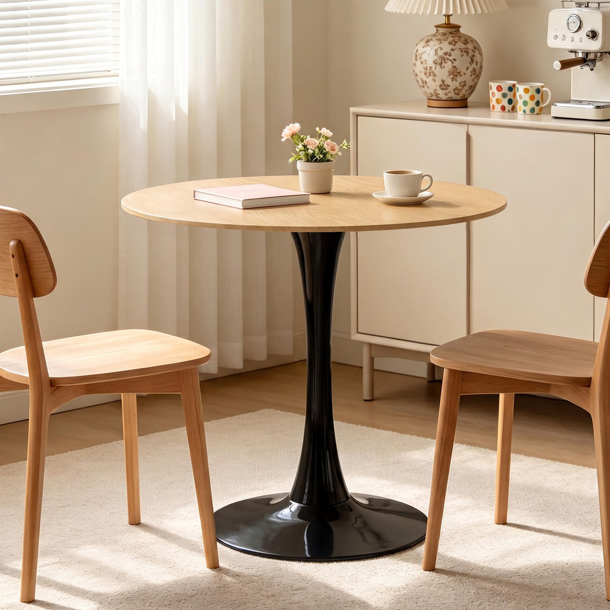 Inspired Saarinen Style 31.5" Modern Round Table, Tulip Base, Dining Coffee Table, Natural