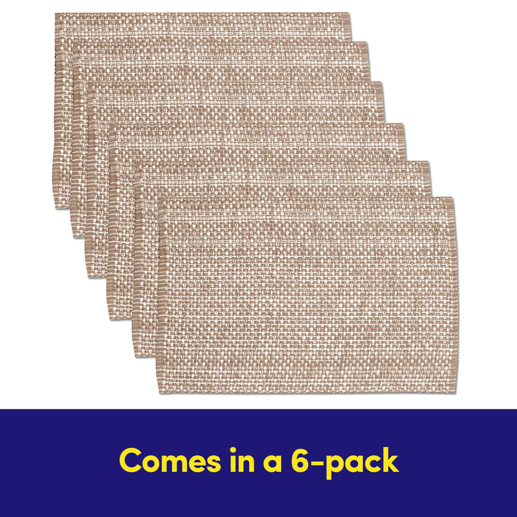 100% Cotton Placemats Rectangle Two Tone Woven Fabric 13" x 19" Soft Durable Table Mat Set, Set of 6, Taupe