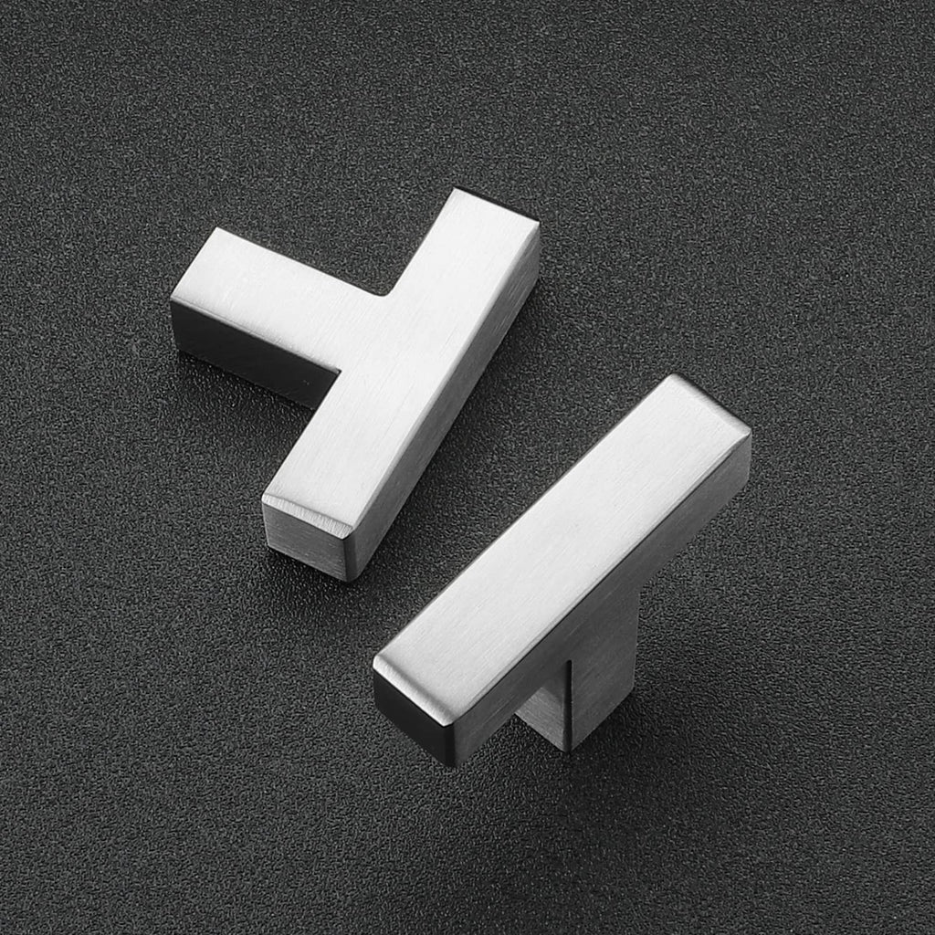 5 Pack Brushed Nickel Square Bar Cabinet Knobs 2 Handles