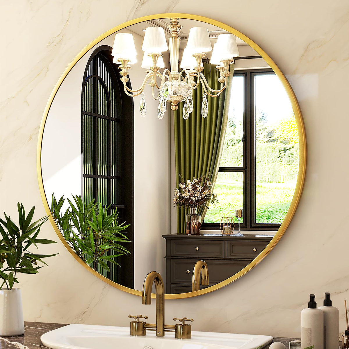 24 Inch Round Mirror Gold Circle Bathroom Mirror